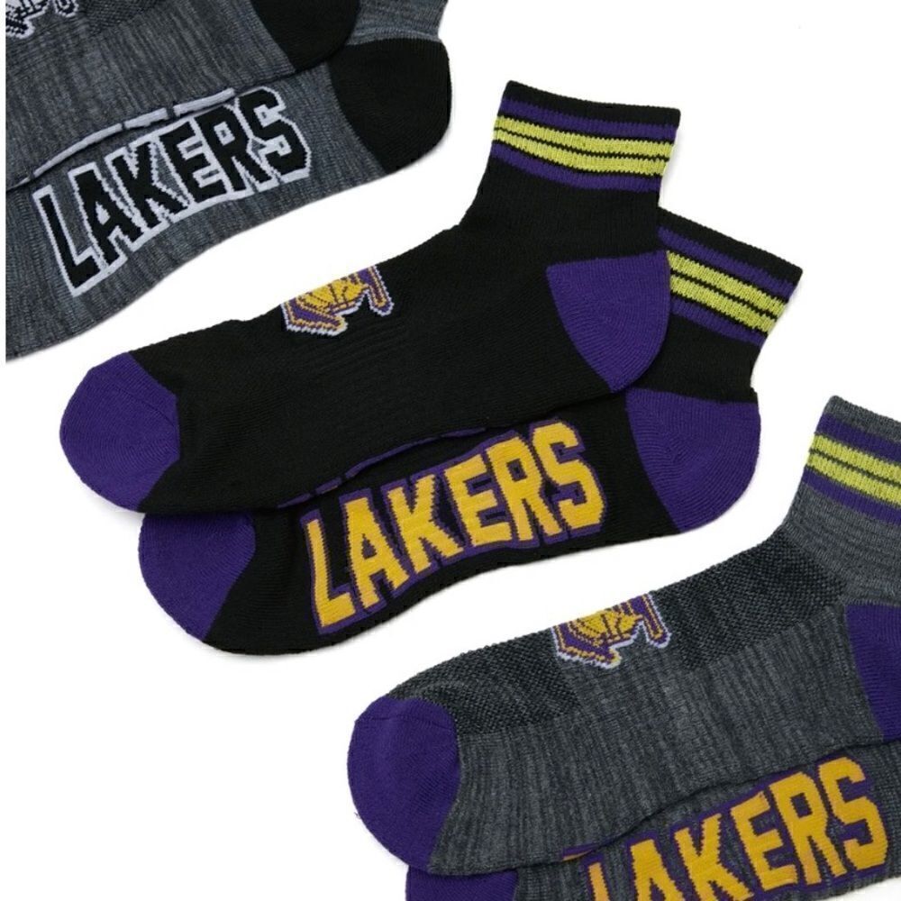 NBA Men's LA Los Angeles Lakers NWT Quarter Cut Socks 3 Pairs Size 6-12